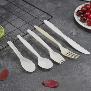 Wholesale Customizable Plastic Injection Moulded Corn Starch Cutlery Biodegradable Tableware Compostable Fork Spoon Knife