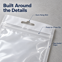 Emballage personnalisé pour téléphone portable OEM, pochette transparente auto-adhésive pour accessoires de téléphone, sac à fermeture éclair avec poignée