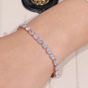 Collar de tenis de plata 925 con diamantes cultivados en laboratorio VVS HPHT con certificación IGI, corte ovalado, venta directa de fábrica, joyería para mujer - Product Image 2