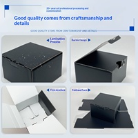 Boîte d'emballage carrée en carton ondulé E-flute noir et blanc mat renforcé anti-pression pour casquettes de baseball, en gros, en stock, offre spéciale