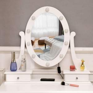 Db Vanity <b>Table</b> Set With Mirror 5 Drawers Storage <b>White</b> Traditional Design For Bedroom Makeup <b>Dressing</b> - Product Image 6