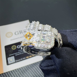 2,61 Karat GRA-Zertifiziert 925 Silber Diamanttester-geprüft VVS1 Baguette Moissanit Iced Out Schmuck Hip-Hop <span class=keywords><strong>Ring</strong></span> für Herren - Product Image 5