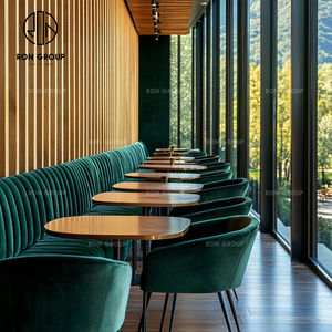 Luxury Modern Eco-Friendly Green Square Marble Velvet Hotel Restaurant Table Chair <strong>Sofa</strong> Booth Seating Furniture Set <strong>Cafeteria</strong> - Product Image 3