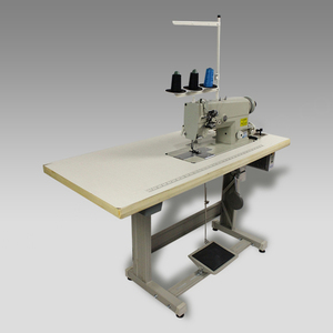 Machine à coudre industrielle automatique à double aiguille haute vitesse en acier inoxydable, programmable, à table plate, avec poche à huile et triple alimentation - Product Image 6