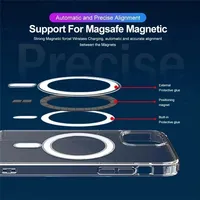 Coque arrière transparente antichoc magnétique avec chargement sans fil en TPU et PC pour Apple iPhone 11 12 14 15 16 17 18 Pro Max