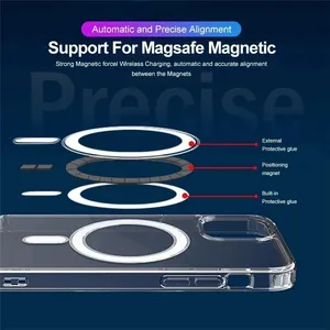 Antichoc Transparent Magnétique Sans Fil De Charge TPU PC Couverture Arrière pour <span class=keywords><strong>Apple</strong></span> pour iPhone 11 12 12 14 15 16 17 Pro Max Cas - Product Image 4