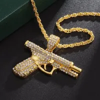 Bling glacé hommes mitraillette pendentif collier Cool Hip Hop Rock Punk Style rue fête bijoux cadeau en alliage