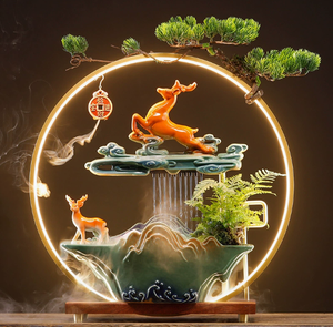 Encensoir en céramique décoratif à eau de santal aromatique longue durée 2025, Zen Bouddha, support pour les mains, lumière LED, cascade à reflux - Product Image 4