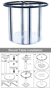 Table de salle à manger ronde moderne de luxe en acier inoxydable avec plateau recouvert, durable, 6 places, pour hôtel, restaurant, café, avec base en forme de tulipe - Product Image 5