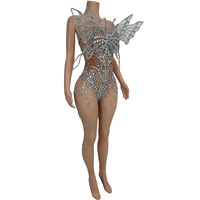 Combinaisons de Soirée Papillon en Cristal pour Femmes, Costume de Cosplay d'Halloween, Combinaisons de Spectacle Théâtral, Combinaisons de Scène pour Chanteuses et Danseuses