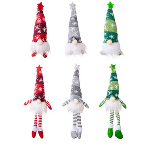 Hot Selling Xmas Tree Decorations Faceless Forest Old Man Snowflake Knitted Hat Light Rudolph Hanging Leg Gnome Doll Wholesale - Product Image 5