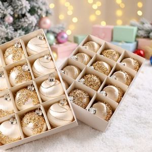 Ensemble d'ornements de Noël de style coréen de luxe, boules à paillettes perlées, boîte cadeau, fabrication artisanale, décoration suspendue pour arbre de Noël - Product Image 2