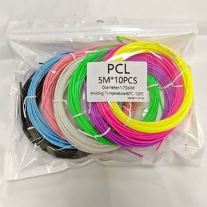 Ensemble de filaments en plastique PLA ABS PCL 1,75 mm pour stylo d'impression 3D 5M 10 couleurs Fournitures de bureau et scolaires - Product Image 1