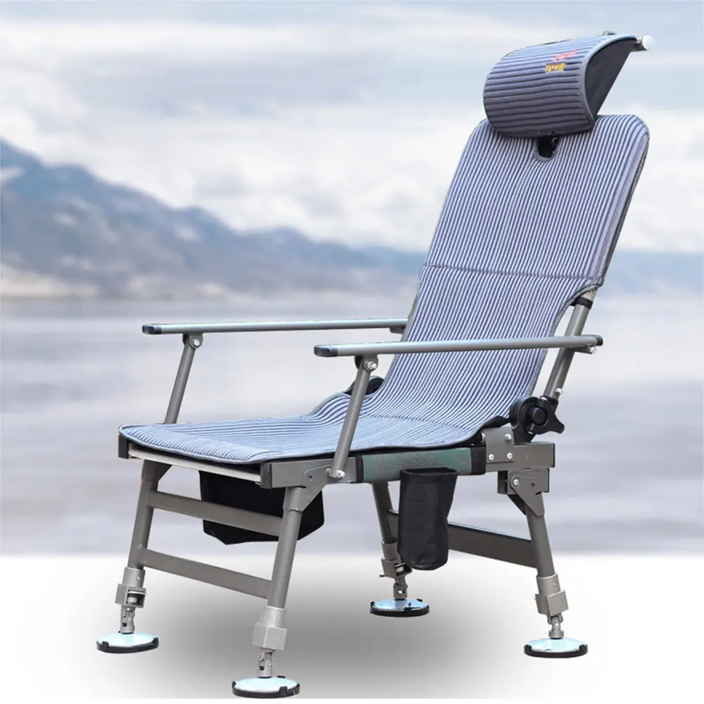 Silla de playa ultraligera para todo terreno, asiento de aleación de aluminio grueso, plegable y reclinable, multifuncional, portátil, para pesca en balsa