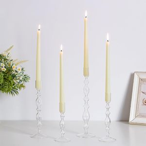 Ensemble de supports: 4 pièces chandeliers en verre transparent supports coniques vintage pour chandeliers, bougie unique stic - Product Image 1
