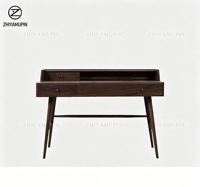 Table de toilette personnalisée en noyer noir, table de maquillage nordique en chêne massif avec miroir, bureau d'écriture moderne et minimaliste