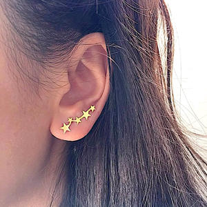 Star <b>Cuff</b> <b>Earrings</b> Gold Plated Zinc Alloy Unisex Fashion Jewelry E2302 Star Shape Metal <b>Ear</b> <b>Cuffs</b> - Product Image 4