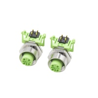 Connecteur M12 à code D, 4 broches, à angle droit, pour montage sur circuit imprimé, contacts plaqués or, étanche IP67/IP68, connecteur de panneau mâle/femelle