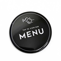 Autocollant de menu NFC rond personnalisé imprimé de 100 mm en époxy, en stock, carte NFC pour commande de menu, carte NFC étanche pour intérieur