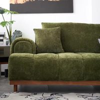 Ensemble de canapés modernes en chenille avec design extensible, pieds en bois massif et coussins capitonnés en maille pour salons de style japonais