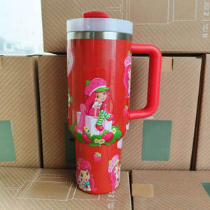 New Custom Logo Cute Strawberry Shortcakes Girls 40oz Cup Double Wall Stainless Steel Water Bottle Thermosed Tumbler with Straw - Product Image 4