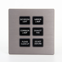Interrupteurs à boutons-poussoirs 6 gangs à contact sec 12V DC, design modulaire 1 à 5 panneaux, style CNC brossé en aluminium, pour hôtel intelligent
