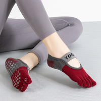 Chaussettes de Pilates de yoga pour adultes à cinq doigts personnalisées, antidérapantes et tricotées, disponibles en cinq couleurs pour l'été.