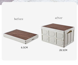 30L 55L Folding Plastic Picnic <b>Camping</b> <b>Storage</b> <b>Box</b> with Wood Lid Home Office and Outdoor Custom Container Tool - Product Image 3