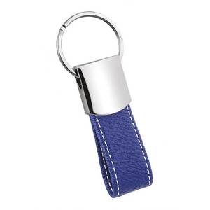 Alloy Metal Plastic Keychain PU Leather Carabiner with White <b>Stitching</b> Blue Color Versatile and Stylish <b>Accessory</b> - Product Image 1