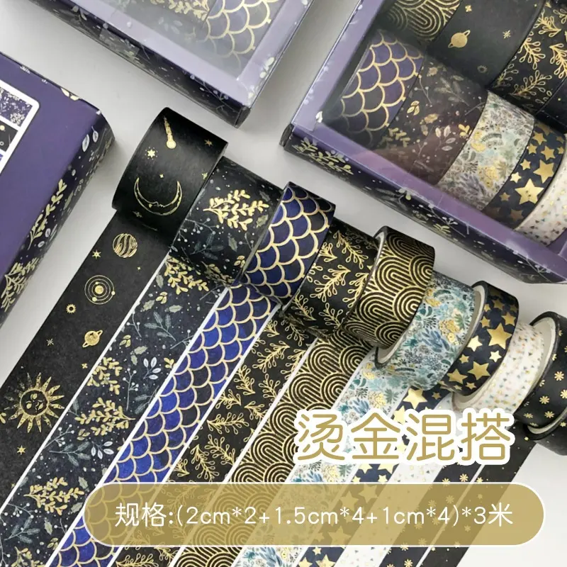 Selotip Washi Gulungan Foil Kustom Produsen Lebar Warna Emas Metalik DIY Kerajinan Selotip Washi