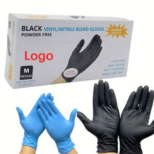 Gants noirs jetables en vinyle et nitrile de qualité alimentaire, personnalisables avec logo, pour la cuisine, le nettoyage domestique, le travail et le tatouage - Product Image 1