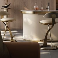 Tabouret de bar moderne incurvé en velours, inspiré des chaises de comptoir, idéal pour cuisine, salle à manger, hôtel, événements, club, bar à domicile, îlot de cuisine - Vente chaude