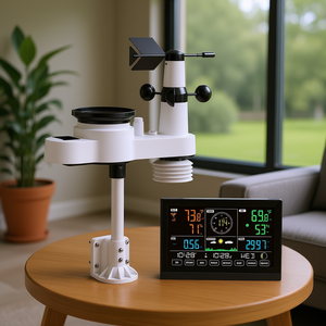 Estación meteorológica inalámbrica inteligente 5 en 1, pantalla de 7,5 pulgadas, termómetro interior y exterior, sensor para uso doméstico, diseño moderno, plástico - Product Image 2