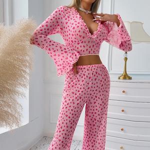 Nuovo <span class=keywords><strong>Pigiama</strong></span> Sexy Europeo e Americano con Scollo Profondo a V e Motivo a Cuore in Rete - Product Image 2