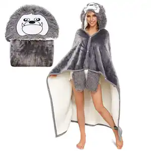 Couverture à capuche Super douce et confortable, cape à carreaux, poncho pour femmes