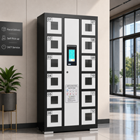 Casillero Inteligente de Carga para Teléfonos con 12 Puertas y Ventanas de Acrílico, Gabinete de Almacenamiento sin Llave de Autoservicio para Vestíbulo de Oficina y Gimnasio