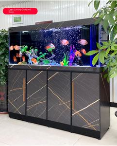 Tangki ikan akuarium kaca Ultra jernih kustom dengan filtrasi otomatis tangki sepeda lingkungan untuk penggunaan kantor ruang tamu Modern - Product Image 2