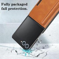 Étui de téléphone magnétique 2-en-1 en PU avec porte-cartes de crédit Fashion D3 pour Samsung Z Fold 3 4 5 Flip 6 7 FE, coque antichute
