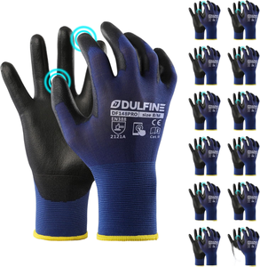 Gants de jardinage de sécurité Weston en nylon ultra-fin de calibre 18, enduits de PU, stériles, sans poudre, durables, respirants, compatibles avec les écrans tactiles - Product Image 1