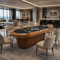 Table de jeu de Blackjack sur mesure en bois massif de luxe, table de poker ronde/ovale professionnelle pour 10 personnes avec chaises