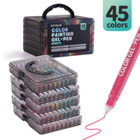 Coffret Cadeau de Stylos de Journalisation Languo 45 Couleurs, Marqueurs à Double Pointe, Kit de Papeterie pour Dessin Acuarela/Aquarelle 0.6mm