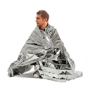 Couverture de survie thermique d'urgence double face argentée pour l'extérieur 130*210 pour le camping, la randonnée, la protection solaire, couverture d'urgence - Product Image 1