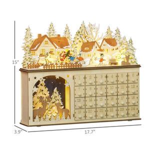Calendrier de l'Avent en bois avec lumières de Noël, forme rectangulaire, alimenté par piles, commande manuelle, LED blanches, décoration de la maison - Product Image 4