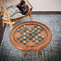 Jeu de société classique en bois ZAM ZAM IMPEX, solitaire, billes en marbre polies, artisanal, jeu de puzzle à thème d'amour pour un joueur, jeu d'esprit