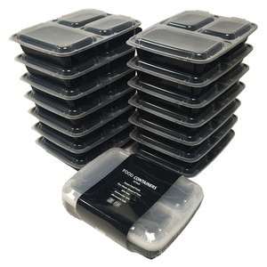 American series meal prep 3 compartments plastic food box containers with clear lids