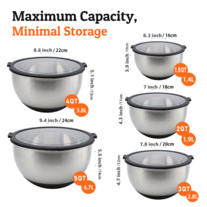 <span class=keywords><strong>Ciotole</strong></span> di miscelazione in <span class=keywords><strong>acciaio</strong></span> inossidabile antiscivolo per sbattere le <span class=keywords><strong>ciotole</strong></span> di smistamento della cucina per la cottura di insalata <span class=keywords><strong>con</strong></span> filtro - Product Image 3