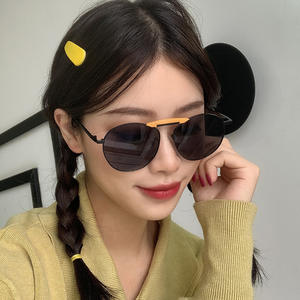 Lunettes de soleil Qianai à monture ronde, champagne, bleu océan, monture dorée, verres en polycarbonate, protection UV 100%, unisexe, protection solaire, pêche, voyage - Product Image 2