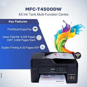 Impresora de Tinta Multifunción A3 para MFC-T4500DW, Impresión Inalámbrica a Color, Escaneo, Fax, Uso en Oficina y Compatible con ADF - Product Image 6