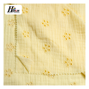 Tissu en coton 100% brodé, tissu en crêpe de coton <span class=keywords><strong>double</strong></span> face, doux, prix bas, pour vêtements de bébé - Product Image 1
