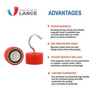 Gancho magnético forte de silicone, d45mm 110lbs 50kg com gancho de segurança - Product Image 4